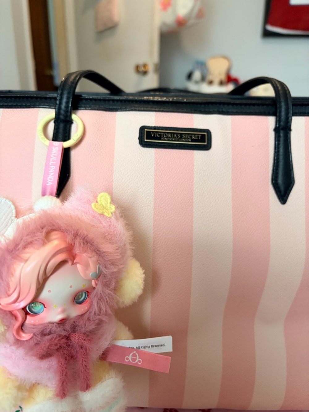 Victoria's Secret Pink & Cream Striped Tote